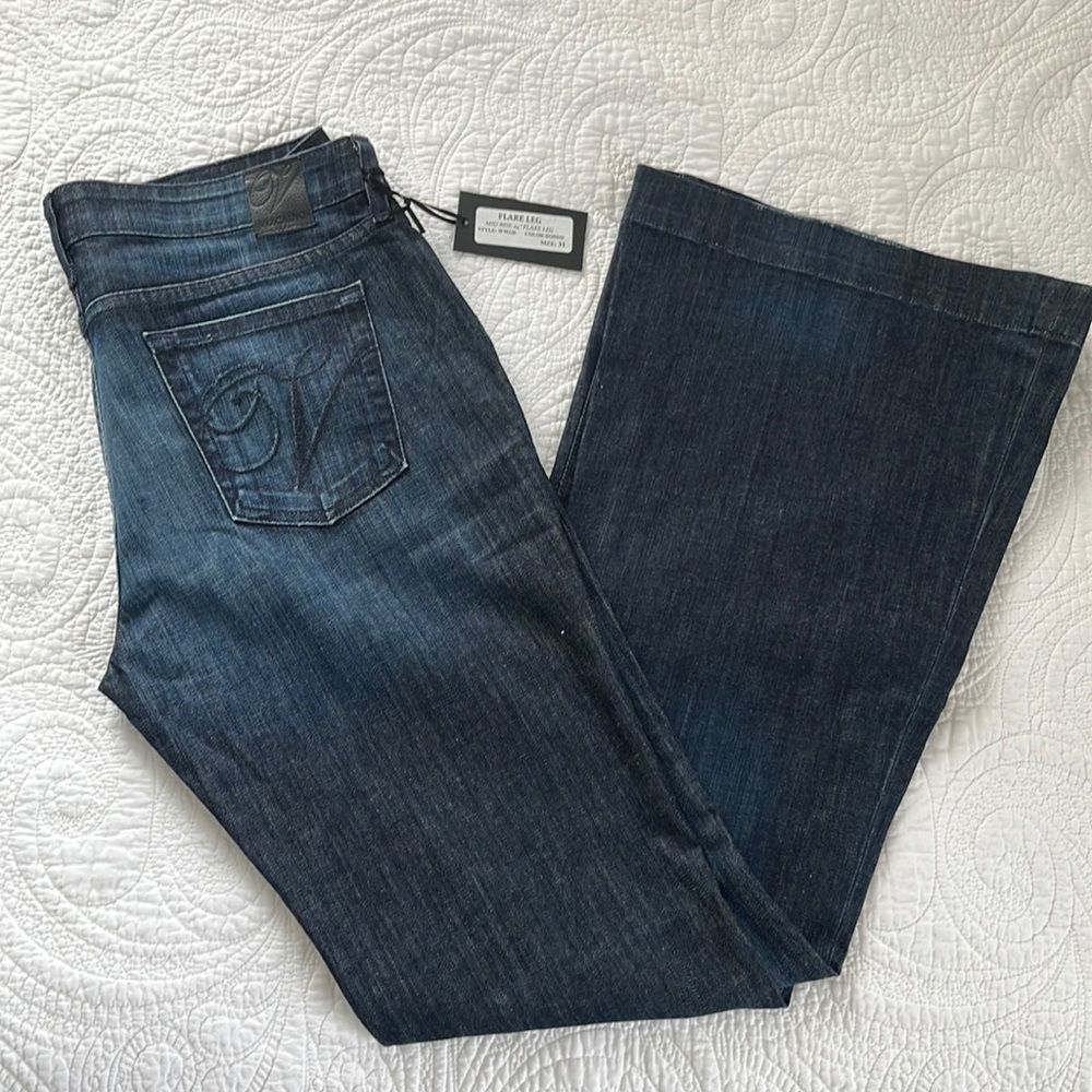 VIZCAINO Premium Denim Flare Jeans Size 31 NWT Made in the USA